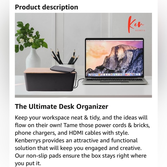 Kenberrys Cable Management Box Set - Large & Medium Woodgrain & Black Style - Picture 14 of 16